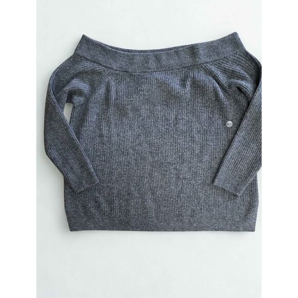 ​Lane Bryant NWT Plus Size 18/20 Gray Ribbed Off-the-Shoulder Sweater Pullover - Picture 1 of 3